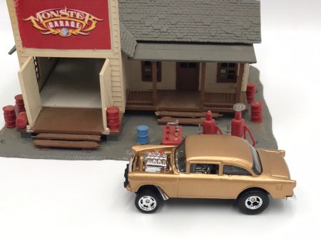 Hot wheels CUSTOM 55 Chevy bel air gasser Gold Real riders loose Discount