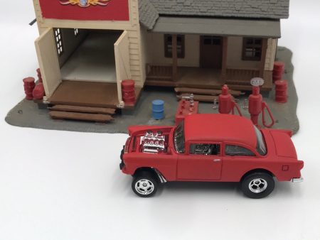 Hot wheels CUSTOM 55 Chevy bel air gasser flat red Real riders loose For Cheap