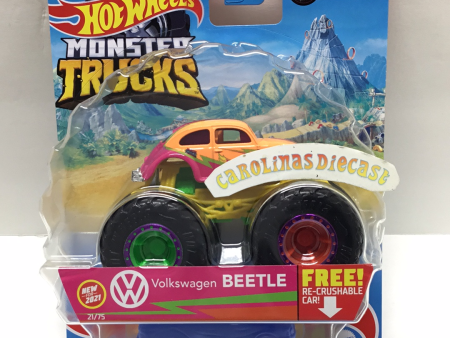 2021 Hot wheels monster Trucks Volkswagen Beetle 21 75  neon shockers 3 7 rare 130D on Sale