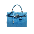 Kelly HERMES 35 Alligator Blue Mykonos For Discount