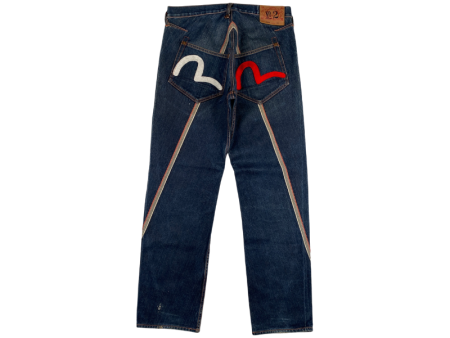 Jeans Navy White Red Seagull Logo | Evisu Cheap