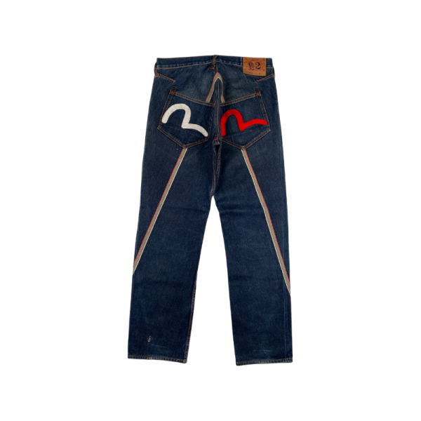 Jeans Navy White Red Seagull Logo | Evisu Cheap