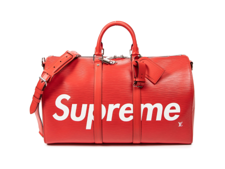 Louis Vuitton x Supreme Keepall Bandouliere Epi 45 Red Online Hot Sale