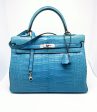 Kelly HERMES 35 Alligator Blue Mykonos For Discount