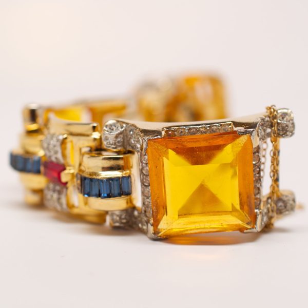 Vintage faux citrine Art Deco bracelet Discount