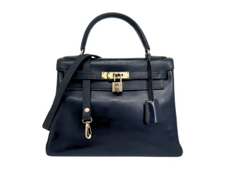 Sac HERMES Kelly 28 Box Bleu Marine Discount