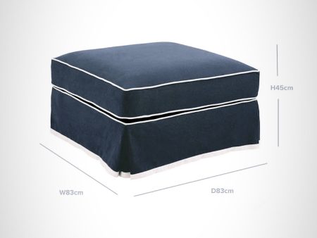 Hampton Ottoman Navy with White Piping Cheap