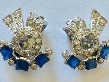 Sapphire and Diamond Earrings For Sale