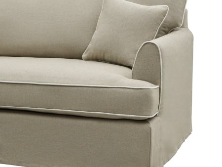 Hampton  2.5 Seater Sofa Natural with White Piping Online Hot Sale