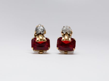 Deco faux diamond and ruby earrings Hot on Sale