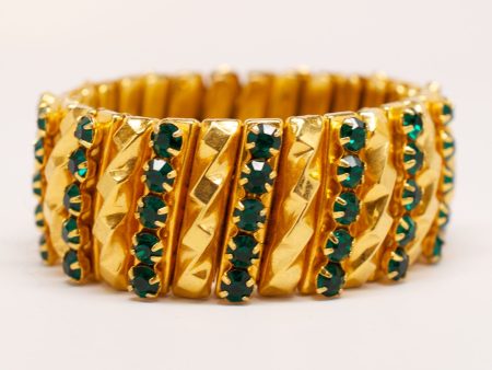 Unsigned 1940 s Gold Gilt Bracelet with Green Detail Online Sale