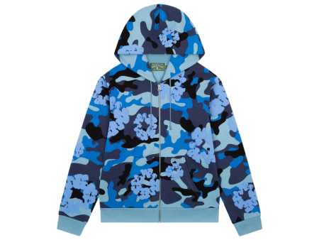 Zip Hoodie Blue Camo Cotton Wreath | Denim Tears Cheap