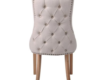 Hampton Studded Beige Oakwood Dining Chair For Discount