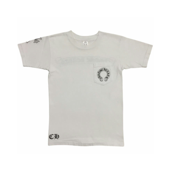 Tee CHROME HEARTS White Horseshoes Pocket Logo Vintage Discount