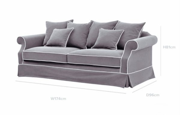 Ayla Hamptons 3 Seater Sofa Grey Cheap