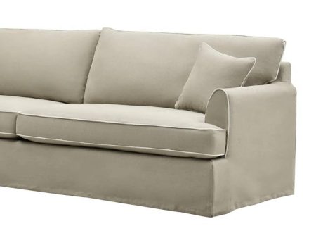 Hampton 3 Seater Sofa Natural with White Piping Cheap