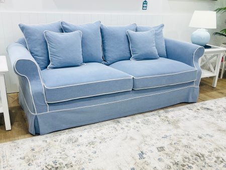 Ayla Hamptons 3 Seater Sofa Sky Blue For Cheap