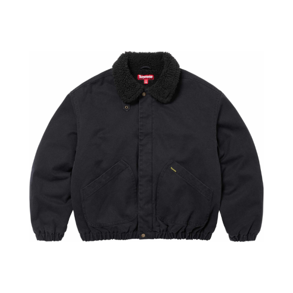 Bomber Jacket SUPREME Faux Shearling Lined Black on Sale