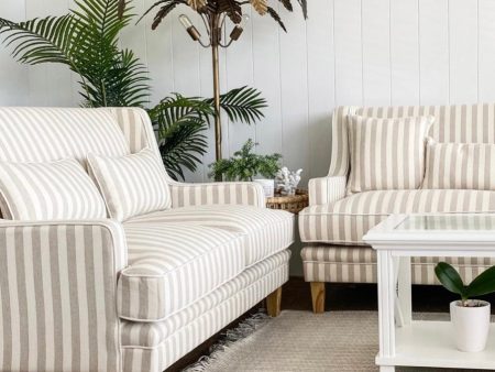 Hudson Natural Stripe 2 Seater Sofa Cheap