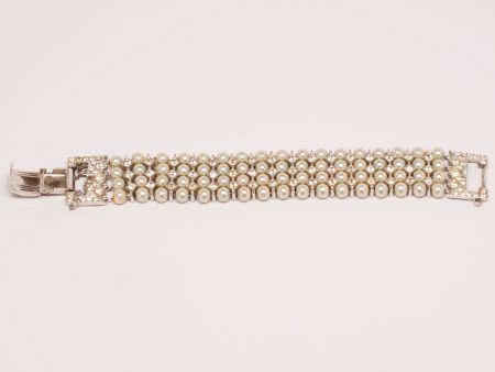 Unsigned 1950 s Faux Pearl Multi Strand Bracelet Hot on Sale