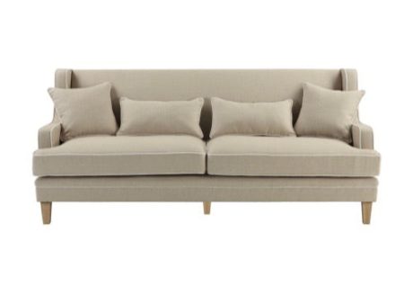 Hudson 3 Seater Sofa Natural with White Piping Online