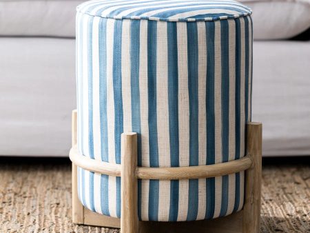 Blue Stripe Ottoman For Sale