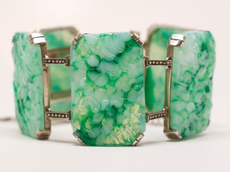 Unsigned Faux Jade Bracelet For Sale