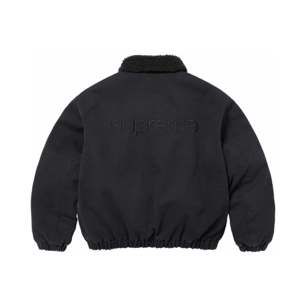 Bomber Jacket SUPREME Faux Shearling Lined Black on Sale