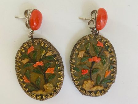 Chinese jade and coral earrings Discount