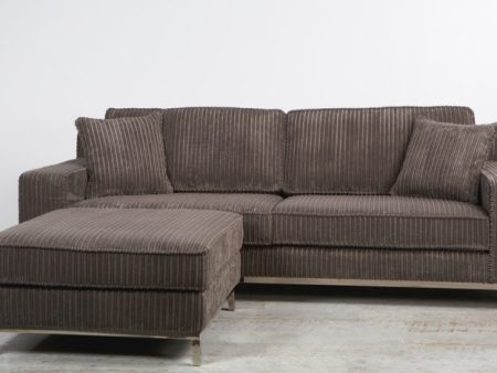 Riva Forest Ribcord Sofa & Ottoman For Sale