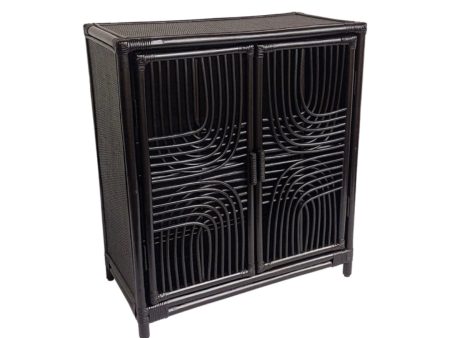 Casper Rattan Black Chest with Double Doors Cheap