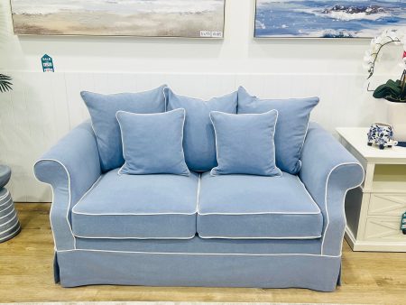 Ayla Hamptons 2 Seater Sofa Sky Blue Cheap