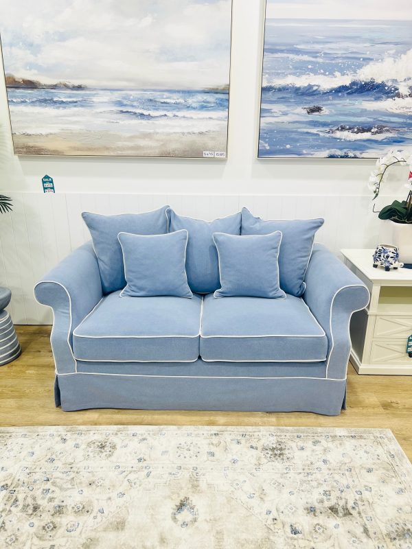 Ayla Hamptons 2 Seater Sofa Sky Blue Cheap