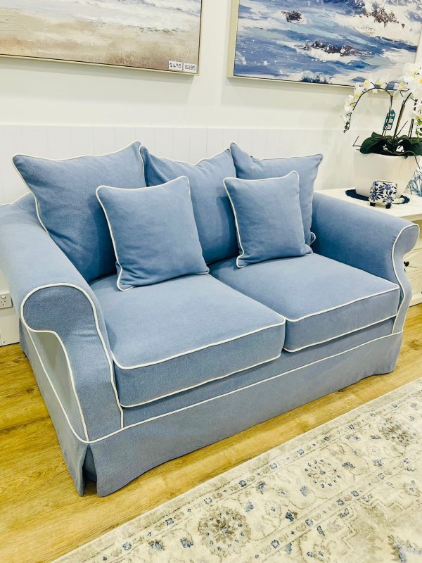 Ayla Hamptons 2 Seater Sofa Sky Blue Cheap