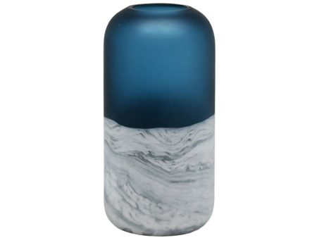 Aria Glass Blue sandblast Bullet Vase Small Hot on Sale