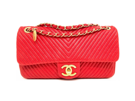 Vintage Bag 21 Cuir Et Motif Chevron Rouge Valentine | Chanel Fashion