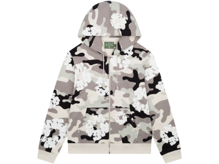 Zip Hoodie White Camo Cotton Wreath | Denim Tears on Sale