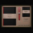 Platinum Gift Set - Plaisir Red Fountain Pen + myPAPERCLIP Black Notebook + myPAPERCLIP Black Card Holder Wallet Supply