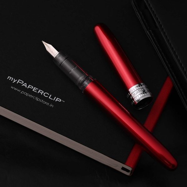 Platinum Gift Set - Plaisir Red Fountain Pen + myPAPERCLIP Black Notebook + myPAPERCLIP Black Card Holder Wallet Supply