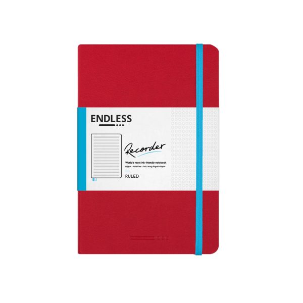 Endless Recorder Crimson Sky Red Regalia Notebook - A5, Ruled Fashion