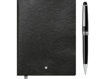 Montblanc Gift Set - Meisterstuck Classique Black Ball Pen & 146 Black Notebook For Discount