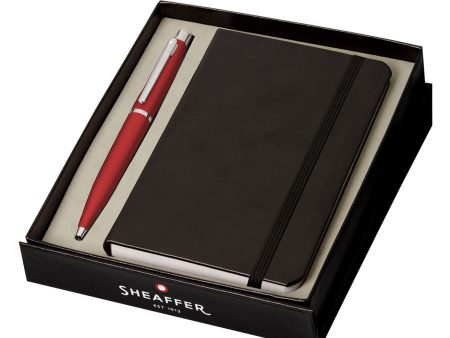 Sheaffer Gift Set - VFM Excessive Red Ball Pen with A6 Black Notebook Online