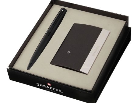 Sheaffer Gift Set - 300 Series Matte Black BT Ball Pen with Business Card Holder Supply