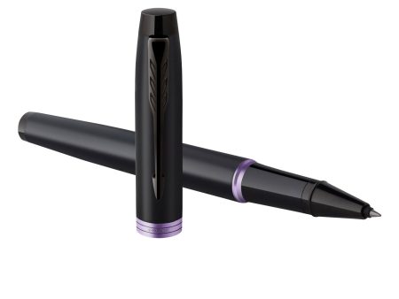 Parker IM Vibrant Rings Roller Ball Pen - Amethyst Purple Black BT Cheap